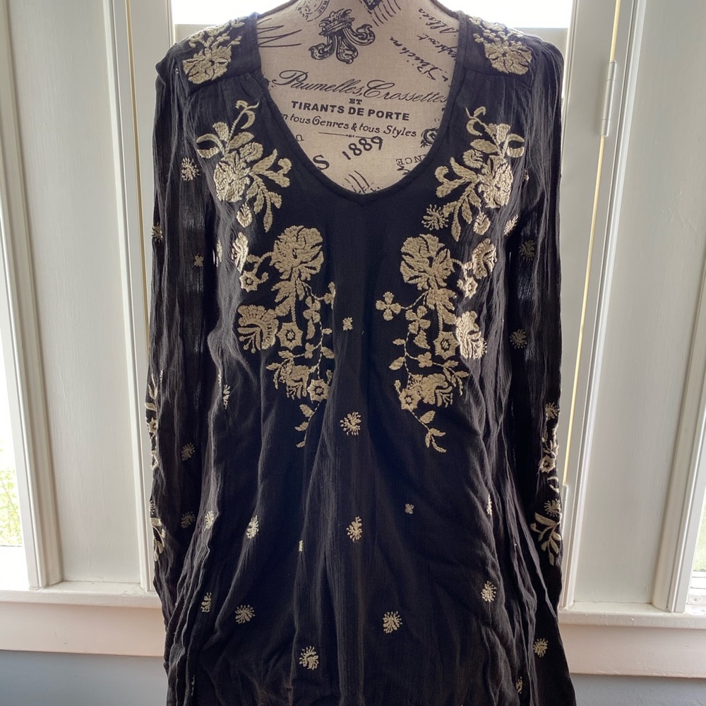 Free people embroidered open back mini dress